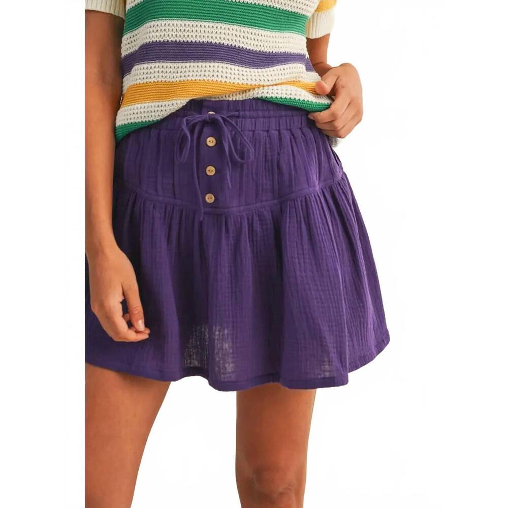NEW VANILLA MONKEY pintuck mini skirt in purple